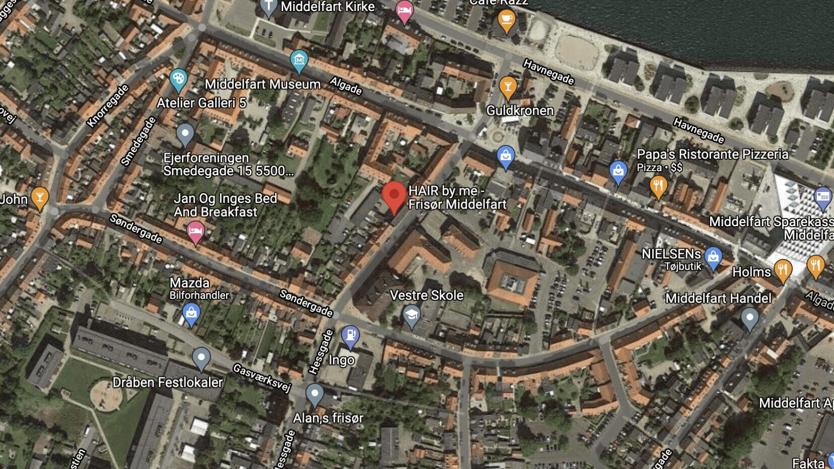 Google Maps frisør HAIRbyme i Middelfart